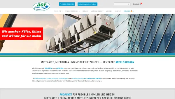 Website Screenshot: acr chiller rent GmbH - Industriekälte mieten + gebraucht kaufen » acr chiller rent - Date: 2023-06-20 10:41:13