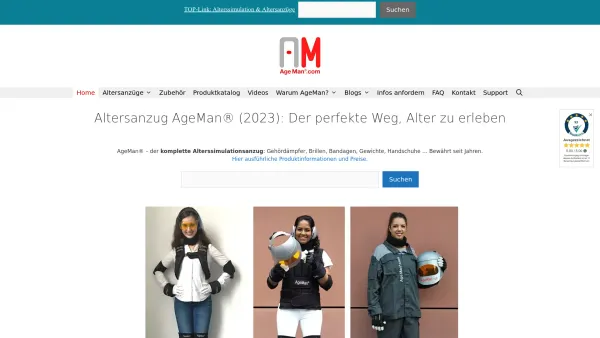 Website Screenshot: Age Suit Germany GmbH - Altersanzug AgeMan® (2023) - der perfekte Weg, Alter zu erleben - Date: 2023-06-20 10:41:13