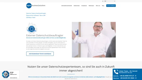 Website Screenshot: aigner business solutions GmbH - Externer Datenschutzbeauftragter | Datenschutz-Software | Passau & München - aigner business solutions - Date: 2023-06-20 10:41:13