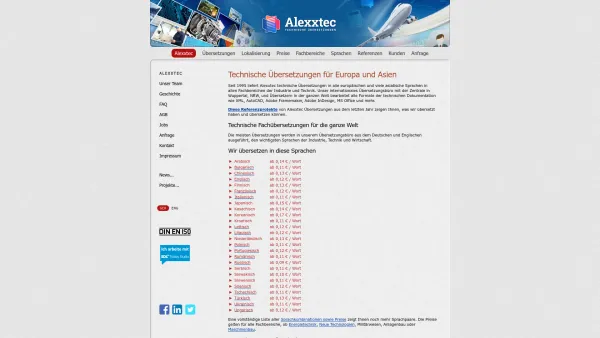 Website Screenshot: Alexxtec Übersetzungen - Technisches Übersetzungsbüro | Englisch - Ukrainisch - Polnisch - Date: 2023-06-20 10:41:13