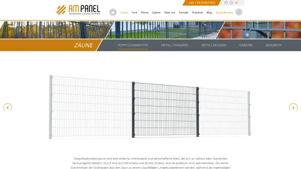 Website Screenshot: AM PANEL, ein seriöser Zaunhersteller - Doppelstabmattenzäune - Date: 2023-06-20 10:41:13