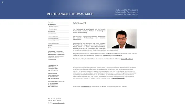 Website Screenshot: Rechtsanwalt Thomas Koch - Anwalt Arbeitsrecht in Göttingen & Braunschweig: Thomas Koch - Date: 2023-06-20 10:41:16