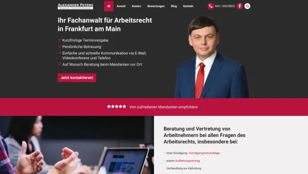 Website Screenshot: Fachanwalt für Arbeitsrecht Alexander Peters - Fachanwalt für Arbeitsrecht in Frankfurt | Alexander Peters - Date: 2023-06-20 10:41:16