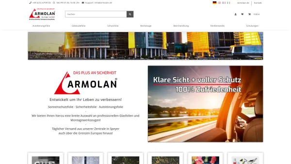 Website Screenshot: Armolan Europe GmbH - Sonnenschutzfolie, Tönungsfolie, Fensterfolie, Keramikfolie - Date: 2023-06-20 10:41:16