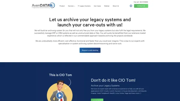Website Screenshot: AvenData GmbH - Archives your legacy systems and executes carve-outs | AvenDATA - Date: 2023-06-20 10:41:16