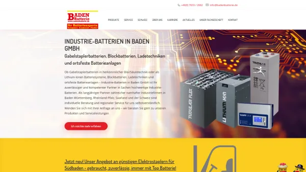 Website Screenshot: Industrie-Batterien in Baden GmbH - Badenbatterie - Ihr Partner für Ladesysteme | Industrie-Batterien in Baden GmbH - Date: 2023-06-16 10:10:34