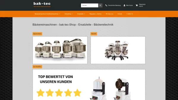 Website Screenshot: bak-tec-Service GmbH - Bäckereimaschinen u. Zubehör, Ersatzteile, Bäckereitechnik - Date: 2023-06-20 10:41:16