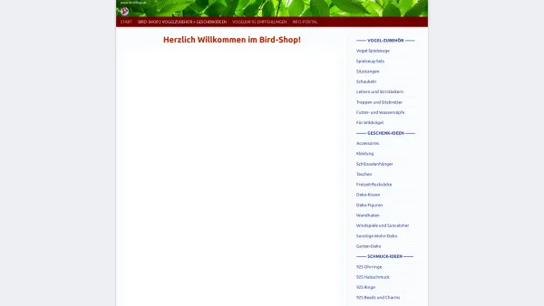 Website Screenshot: Bird-Shop - Bird-Shop.de | Vogelzubehör, Geschenk-Ideen, Vogel-Schmuck - Date: 2023-06-20 10:41:16