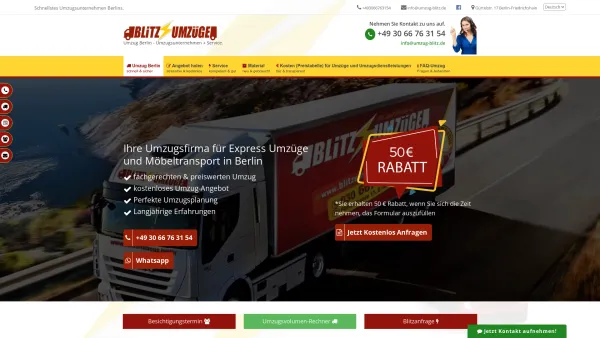Website Screenshot: Blitz Umzüge - Umzugsunternehmen Berlin - Blitz Umzüge - Günstige Umzugsfirma - Date: 2023-06-20 10:41:16