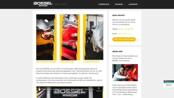 Website Screenshot: BOESEL.nrw Die Schönheitsklinik fürs Auto - BOESEL wrap-a-car - BOESEL.nrw Folie - Lack - Pflege - Date: 2023-06-20 10:41:16
