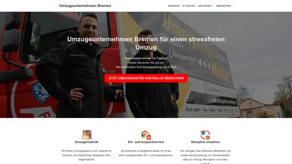 Website Screenshot: Müllers Umzugsunternehmen Bremen - Umzugsunternehmen Bremen – Angebot in 4 Min - Date: 2023-06-20 10:41:16