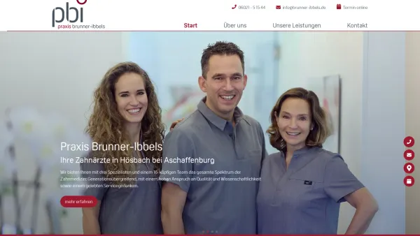 Website Screenshot: Gemeinschaftspraxis für Zahnmedizin - pbi Praxis Brunner-Ibbels: Die Zahnärzte in Hösbach-Aschaffenburg - Date: 2023-06-20 10:41:19