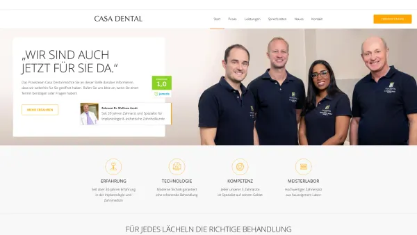 Website Screenshot: Casa Dental - CASA DENTAL - Zahnarzt Wesseling für Köln bis Bonn - Date: 2023-06-16 10:10:34