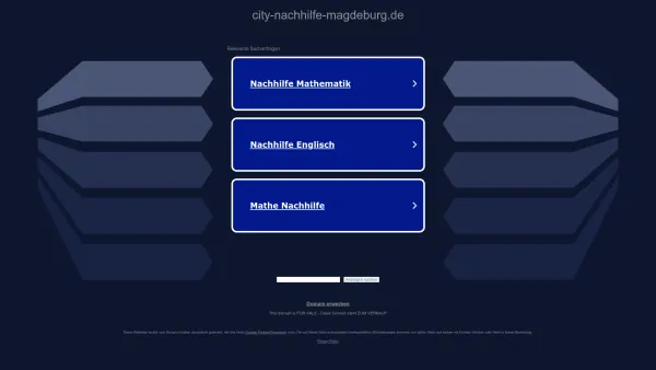 Website Screenshot: City Nachhilfe Magdeburg - city-nachhilfe-magdeburg.de - Diese Website steht zum Verkauf! - Informationen zum Thema city nachhilfe magdeburg. - Date: 2023-06-16 10:10:34