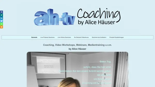 Website Screenshot: coaching by alice häuser - Coaching by Alice Häuser - Medientraining und mehr! | coaching - Date: 2023-06-20 10:41:19