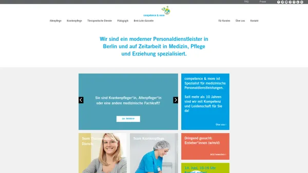 Website Screenshot: competence & more Personaldienstleistungen GmbH - Zeitarbeit in Medizin, Pflege und Erziehung - competence & more - Date: 2023-06-16 10:10:34