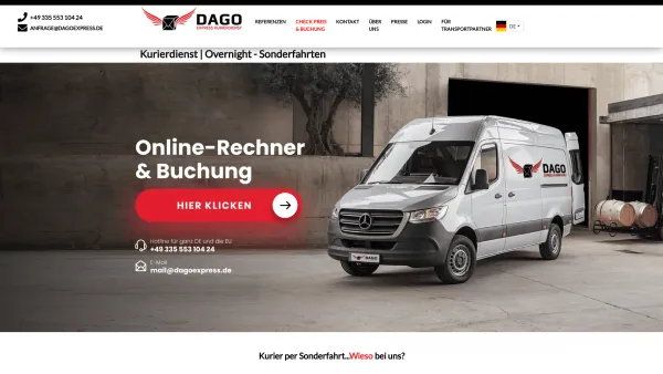 Website Screenshot: Kurierdienst Dago Express - Kurierdienst DAGO Express | Overnight - Sonderfahrten - Date: 2023-06-20 10:41:19