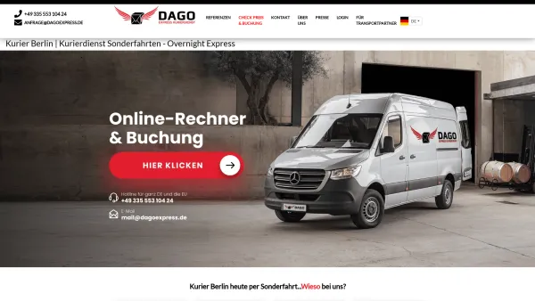 Website Screenshot: DAGO Kurierdienst Berlin - Kurier Berlin: Kurierdienst Sonderfahrten - DAGO Express - Date: 2023-06-20 10:41:19
