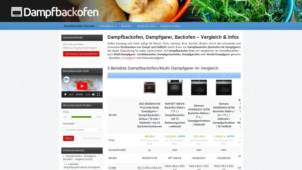 Website Screenshot: Kochen mit Dampf Dampfbackofen & Dampfgarer - lI❶Il Dampfbackofen Test 2017: innovativ & schonend kochen - Date: 2023-06-16 10:10:34
