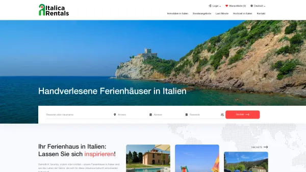 Website Screenshot: italica e.K. - Handverlesene Ferienhäuser in Italien | ItalicaRentals - Date: 2023-06-20 10:41:19
