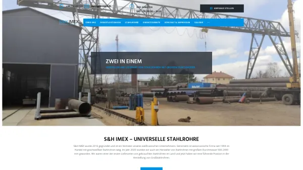 Website Screenshot: S&H IMEX SP. Z O. O. - S&H Imex – Wir sind einer der europäischen Lieferanten von Stahlrohre in gebraucht bis zu neuen. - Date: 2023-06-20 10:41:19