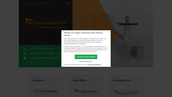Website Screenshot: designvordach24 - Das Vordach für ihr Zuhause | designvordach24 - Date: 2023-06-20 10:41:19