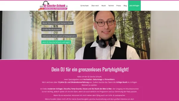 Website Screenshot: https//djsaschaschunk.de/ - Grenzenloses Partyhighlight für Hochzeit & Event - Date: 2023-06-20 10:41:19