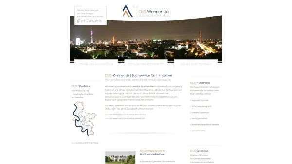Website Screenshot: DUS-Wohnen.de Mietimmobilien Düsseldorf - Suchservice für Immobilien in Düsseldorf und Umgebung - Date: 2023-06-16 10:10:34