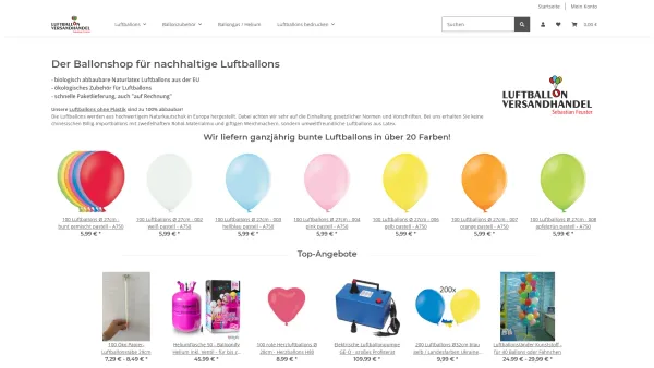 Website Screenshot: Sebastian Feuster Versandhandel & eCommerce-Dienstleistungen - Der Shop für Öko Luftballons und Zubehör - Date: 2023-06-16 10:10:37