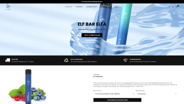 Website Screenshot: ELFBARDE - Elf Bar 600: Einweg E-Zigarette online kaufen - ELFBARDE - Date: 2023-06-20 10:41:22