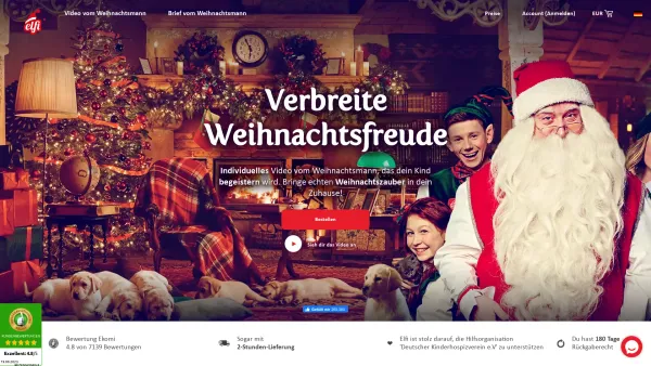 Website Screenshot: Elfi Santa - Originalbrief und Videofilm vom Weihnachtsmann • Elfi - Date: 2023-06-20 10:41:22