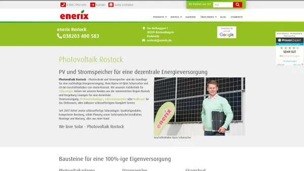 Website Screenshot: enerix Alternative Energietechnik Rostock - Photovoltaikanlagen Rostock Tel. 038203 400 583 - Date: 2023-06-16 10:10:37