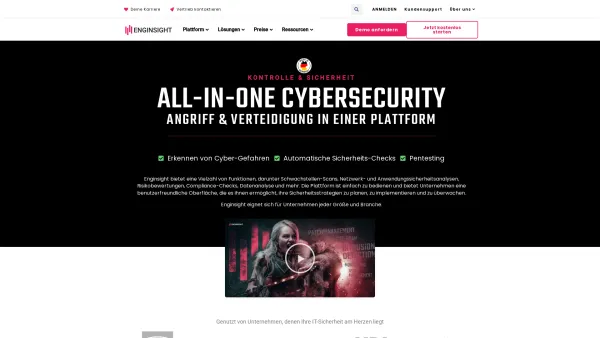 Website Screenshot: Enginsight GmbH - Enginsight: Die Cybersecurity-Plattform für Ihre IT - Date: 2023-06-20 10:41:22