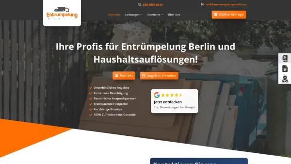 Website Screenshot: Entrümpelung Berlin - Entrümpelung Berlin | Professionell & Sauber | RECI - Date: 2023-06-20 10:41:22
