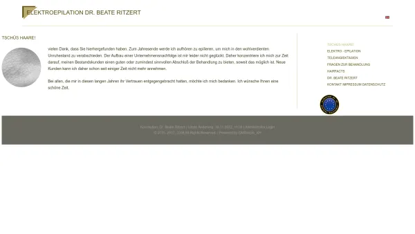 Website Screenshot: Elektroepilation Dr. Beate Ritzert - Elektroepilation Dr. Beate Ritzert – Tschüs Haare! - Date: 2023-06-16 10:10:37
