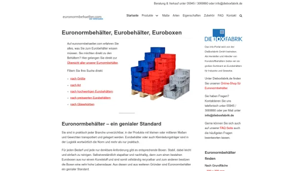 Website Screenshot: Euronormbehaelter.com - Euronormbehälter, Eurobehälter & Euroboxen | euronormbehaelter.com - Date: 2023-06-20 10:41:22