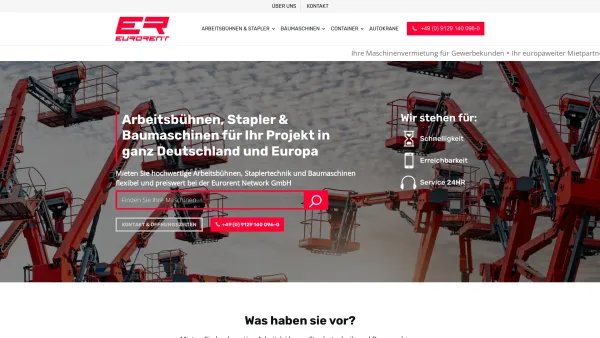 Website Screenshot: Eurorent Network GmbH - Arbeitsbühnen, Baumaschinen & Lastfahrzeuge mieten | Eurorent GmbH - Date: 2023-06-20 10:41:22