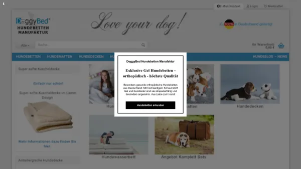 Website Screenshot: DoggyBed-Manufaktur Uwe J. Holler - Exklusive Gel Hundebetten - orthopädisch - höchste Qualität - Date: 2023-06-16 10:10:37