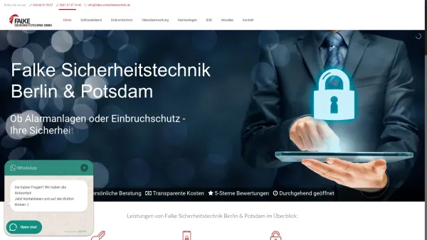Website Screenshot: Falke Sicherheitstechnik GmbH - Sicherheitstechnik Berlin & Potsdam – Sicherheit mit Falke - Date: 2023-06-20 10:41:22