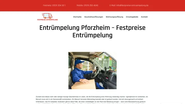Website Screenshot: Festpreise Entrümpelung Pforzheim - Festpreise Entrümpelung Pforzheim 07231 204-301 ? - Date: 2023-06-20 10:41:22