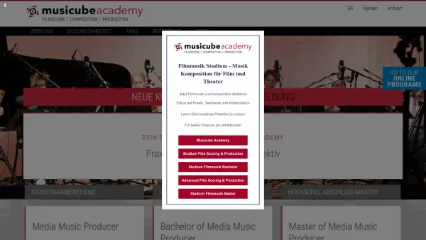 Website Screenshot: musicube academy Filmmusik studium Matthias Wittwer - Filmmusik Studium - Musik Komposition für Film und Theater - Date: 2023-06-20 10:41:22