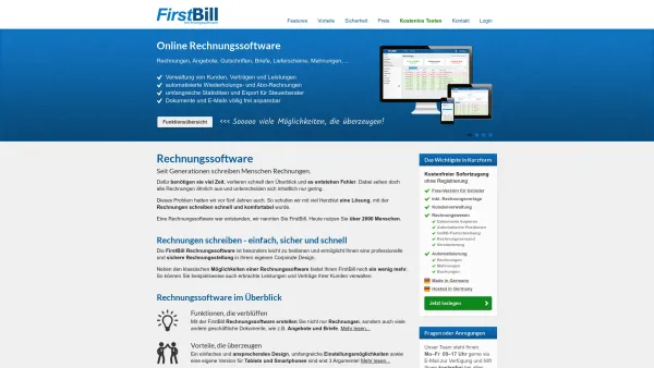 Website Screenshot: FirstBill Rechnungsprogramm - Rechnungssoftware online - Rechnungen einfach, sicher, schnell - Date: 2023-06-16 10:10:37