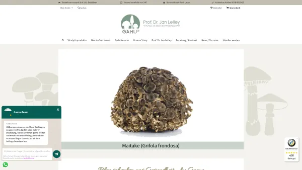 Website Screenshot: GAMU Institut für Pilzforschung - Vitalpilze Nahrungsergänzung in bester Bio-Qualität | GAMU GmbH - Date: 2023-06-16 10:10:37