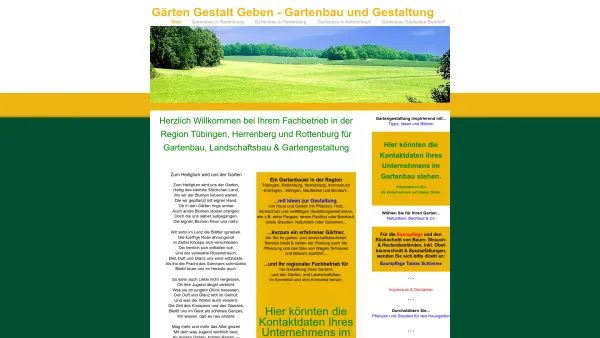 Website Screenshot: Gartenbau und Gartengestaltung Tübingen und Rottenburg - Ihr Fachbetrieb für Gartenbau und Gartengestaltung - Date: 2023-06-16 10:10:37