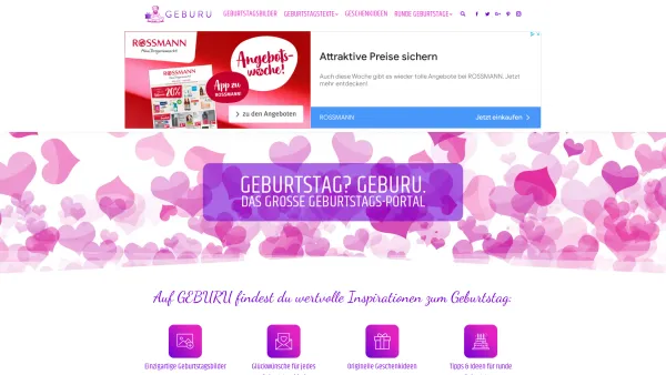 Website Screenshot: Texte, Sprüche & Gedichte zum Geburtstag GEBURU.com - ᐅ Geburtstag? GEBURU - Das große Geburtstags-Portal - Date: 2023-06-16 10:10:37