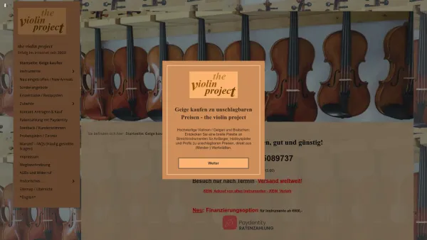 Website Screenshot: the violin project Thomas Müthing GbR - Geige kaufen zu unschlagbaren Preisen - the violin project - Date: 2023-06-20 10:41:22