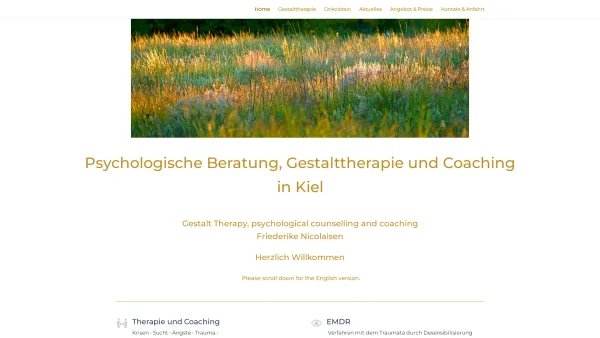 Website Screenshot: Therapie und Coaching Friederike Nicolaisen - Home - Gestalttherapie und Coaching Nicolaisen - Date: 2023-06-20 10:41:22