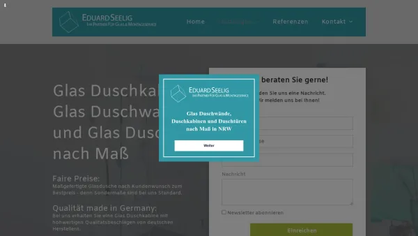 Website Screenshot: Glas Seelig Eduard Seelig e.K. - Glas Duschwände, Duschkabinen und Duschtüren nach Maß in NRW - Date: 2023-06-20 10:41:22
