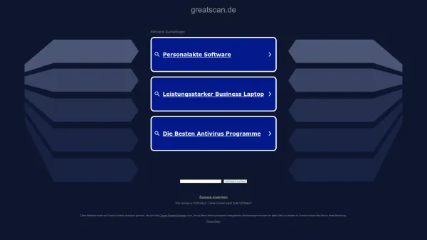 Website Screenshot: Greatscan - greatscan.de - Diese Website steht zum Verkauf! - Informationen zum Thema greatscan. - Date: 2023-06-16 10:10:37