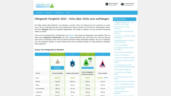 Website Screenshot: haengezelt.net - ᐅ Hängezelt Vergleich und Ratgeber 2023 • Angebote ansehen! - Date: 2023-06-20 10:41:25